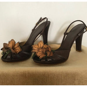 Diego di Lucca Brown Leather Platform Sandals